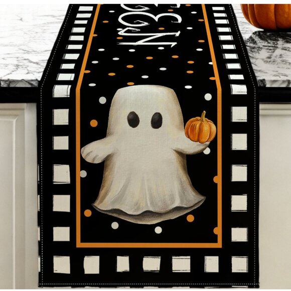 Halloween Table Runner Ghost Decor Decorative Cloth Fall Holiday Decoration 72" - Picture 1 of 4
